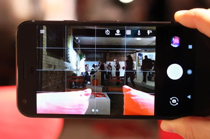 A Google Pixel XL smartphone on display