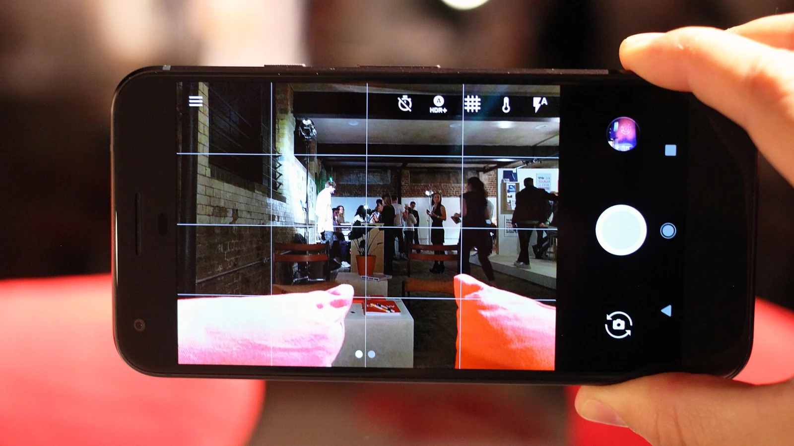 A Google Pixel XL smartphone on display