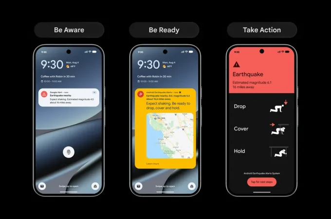 Google illustration of Android Earthquake Alerts