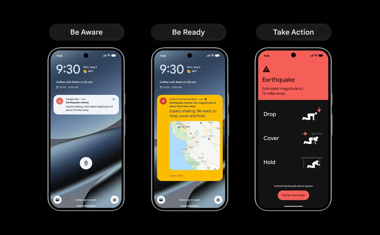 Google illustration of Android Earthquake Alerts